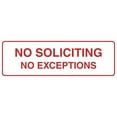 thumbnail image 1 of Standard No Soliciting No Exceptions Sign (White/Red) - Small 2" X 6", 1 of 5