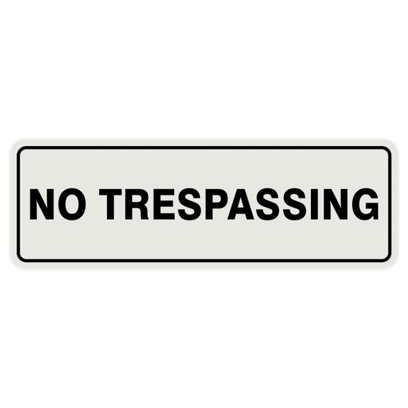 Standard No Trespassing Sign - Lt Gray - Small 2" X 6"