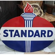 Standard Oil Pure Porcelain Enamel Heavy Metal Sign 30 Inches Double Side