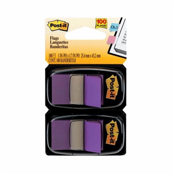 Standard Page Flags In Dispenser, Purple, 100 Flags/dispenser | Bundle of 2 Packs