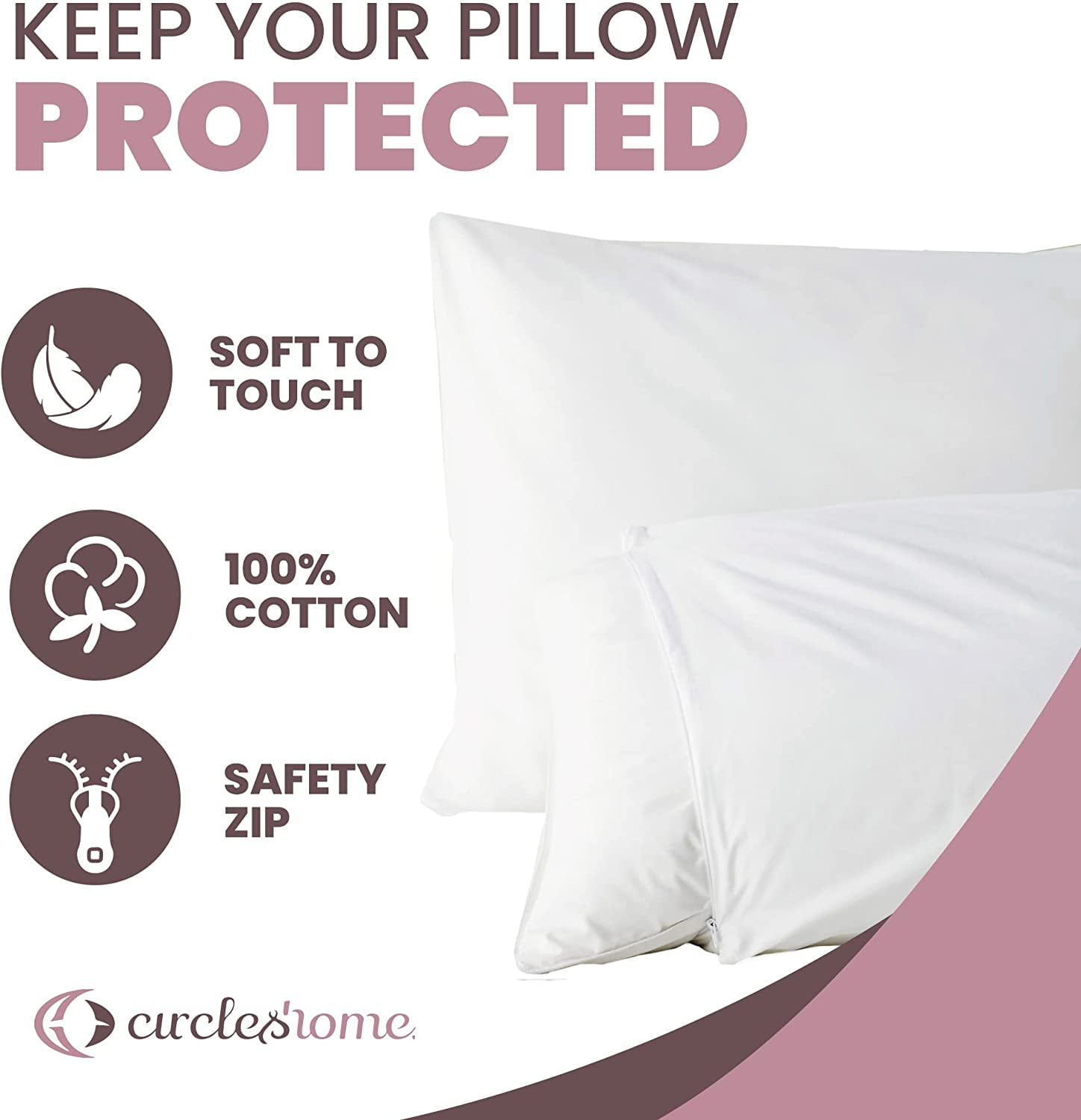 Standard Pillow Protectors 100 Cotton, Quality Materials & Breathable
