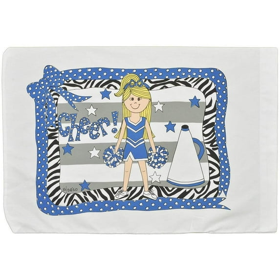 Standard Pillowcase - Cheerleader Standing with Blue & White uniform, blonde hair