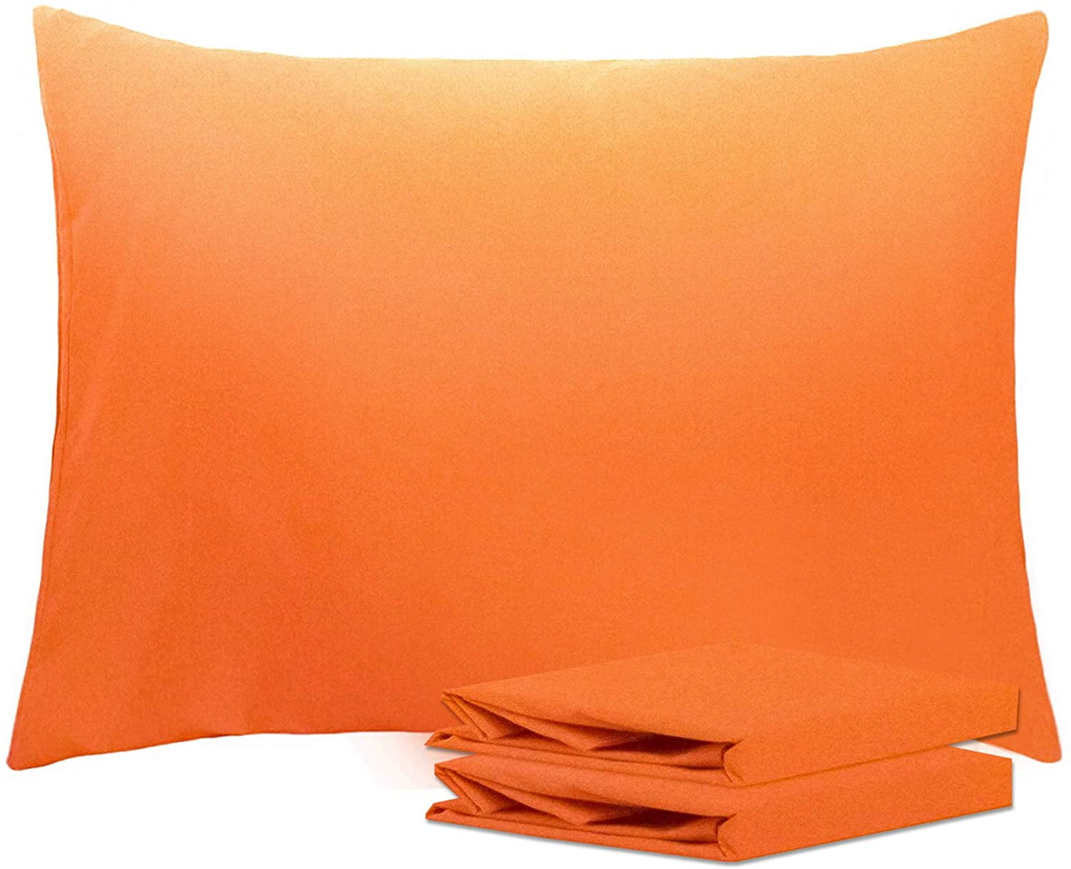 Standard Orange Microfiber Pillowcases with Envelope Closure - Set of 2