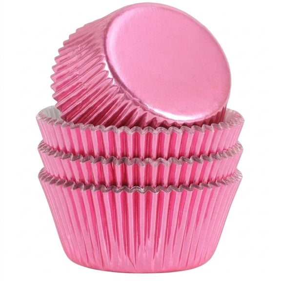 Standard Pink Foil Cupcake Liners, 200 Count Metallic Baking Cups for Muffins, Cupcakes, Party Decorations, Birthday, Wedding, Shower, Holiday Celebrations, Grease Proof Grade Wrappers, Pink
