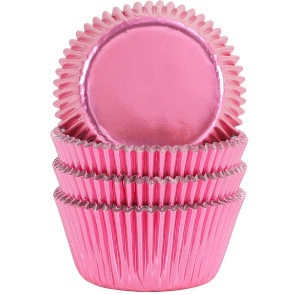 Standard Pink Foil Cupcake Liners Wrappers Baking Cups for Baking 100 Count