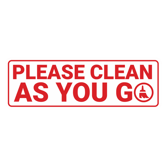 Standard Please Clean As You Go Sign (White/Red) - Large