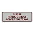 thumbnail image 1 of Standard Please Remove Shoes Before Entering Sign(Light Grey / Burgundy) - Small, 1 of 5