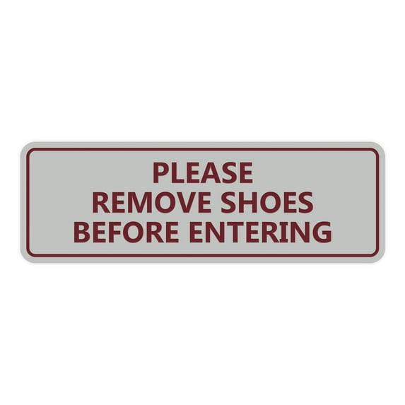 Standard Please Remove Shoes Before Entering Sign(Light Grey / Burgundy) - Small