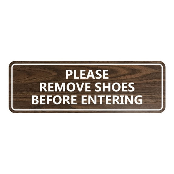 Standard Please Remove Shoes Before Entering Sign(Walnut) - Large