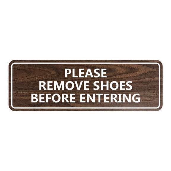 Standard Please Remove Shoes Before Entering Sign(Walnut) - Medium