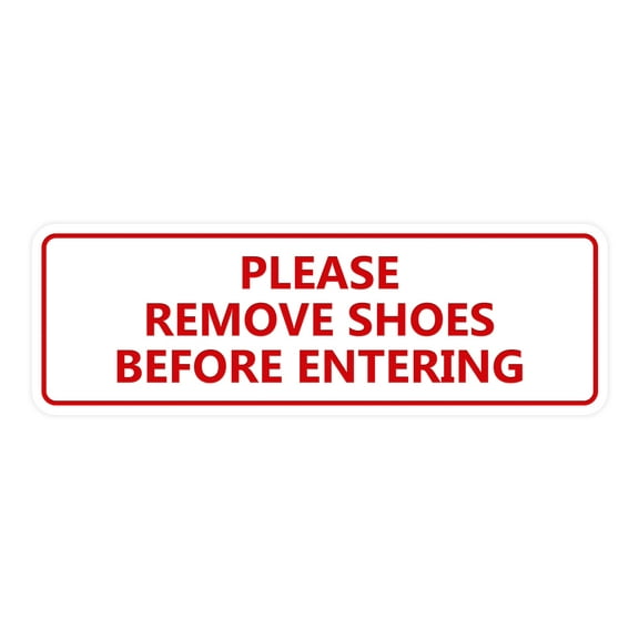 Standard Please Remove Shoes Before Entering Sign(White/Red) - Medium