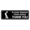 thumbnail image 1 of Standard Please Remove Your Shoes Thank You (Stick Man) Sign (Black) - Small, 1 of 5