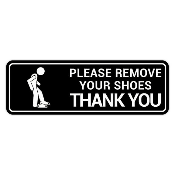 Standard Please Remove Your Shoes Thank You (Stick Man) Sign (Black) - Small