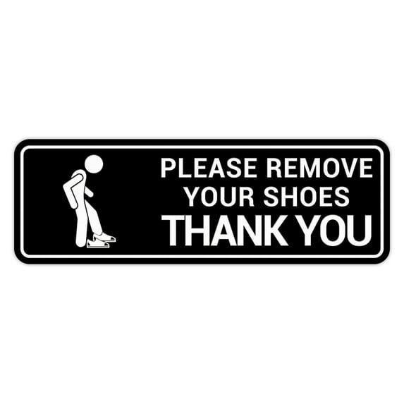 Standard Please Remove Your Shoes Thank You (Stick Man) Sign (Black) - Small