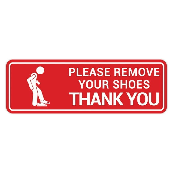 Standard Please Remove Your Shoes Thank You (Stick Man) Sign (Red) - Large