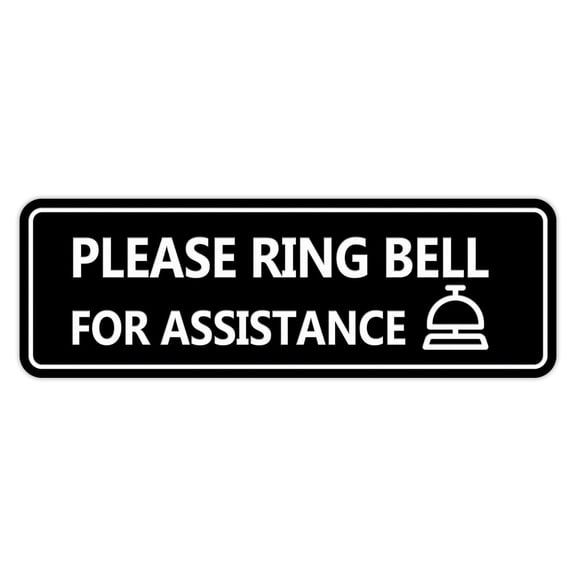 Standard Please Ring Bell for Assistance (Bell) Sign (Black) - Small
