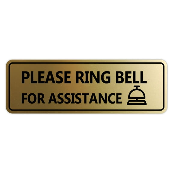 Standard Please Ring Bell for Assistance (Bell) Sign (Brushed Gold) - Small