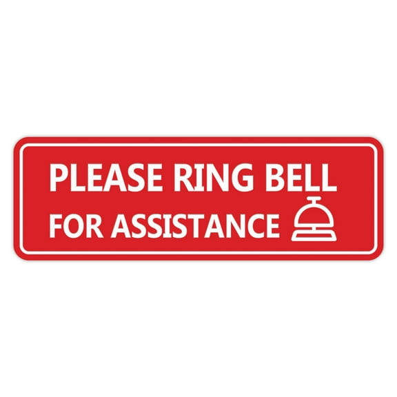 Standard Please Ring Bell for Assistance (Bell) Sign (Red) - Large