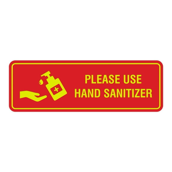Standard Please Use Hand Sanitizer Sign (Red/Yellow) - Small 2"x6"