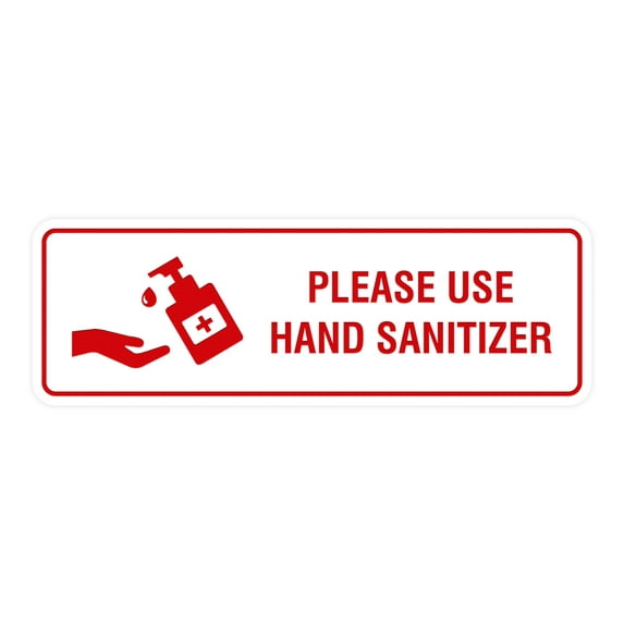 Standard Please Use Hand Sanitizer Sign (White/Red) - Small 2"x6"