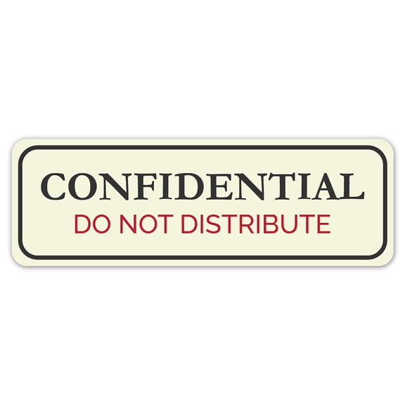 Standard Plus Confidential - Do Not Distribute Wall or Door Sign | Office Room Directions - Large