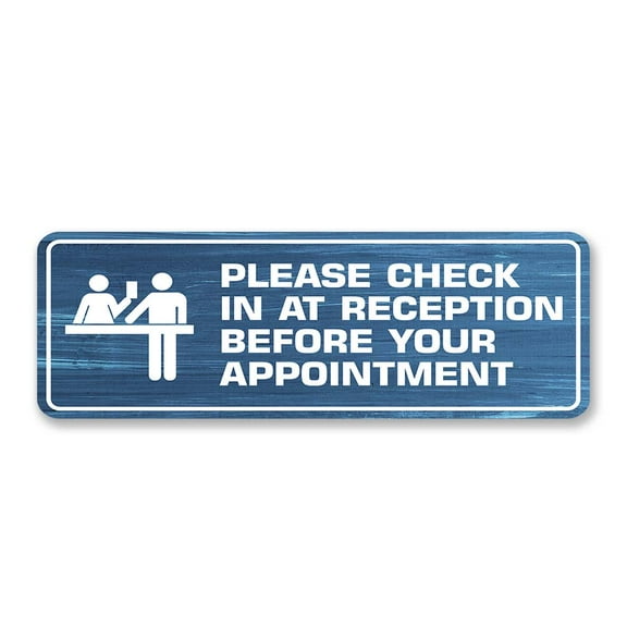 Standard Plus Please Check In At Reception Before Your Appointment Wall or Door Sign | Office Public Signage - Small