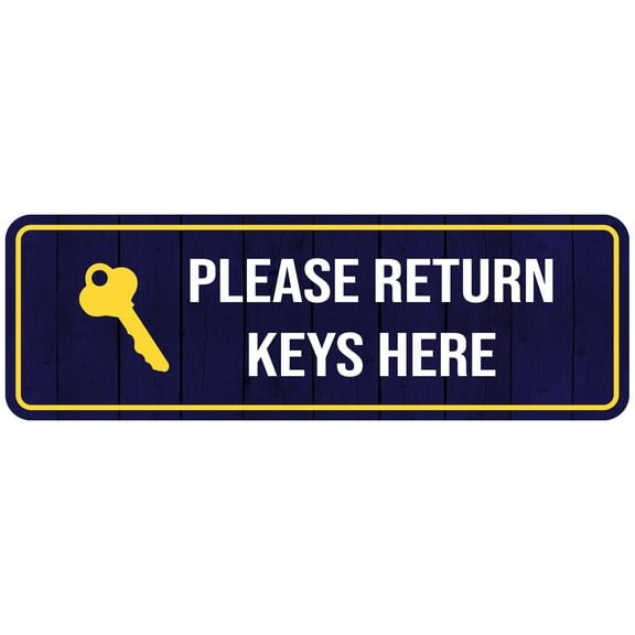 Standard Plus Please Return Keys Here Wall or Door Sign | Public Spaces Signage - Small