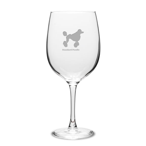 Standard Poodle Deep Etched 19 oz Classic Red Wine Glass