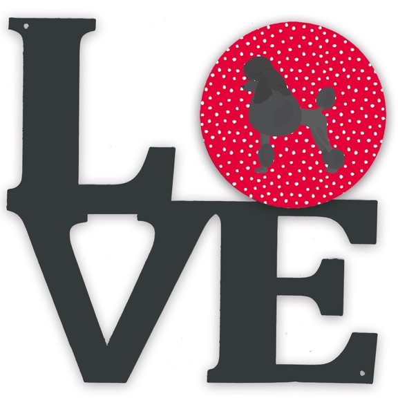 Standard Poodle Love Metal Wall Artwork LOVE Red