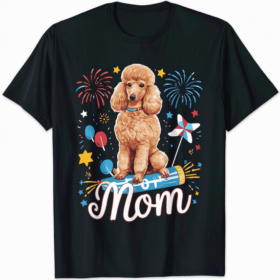 Standard Poodle Patriotic Merica 4th Of July American Dog Mom T-Shirt