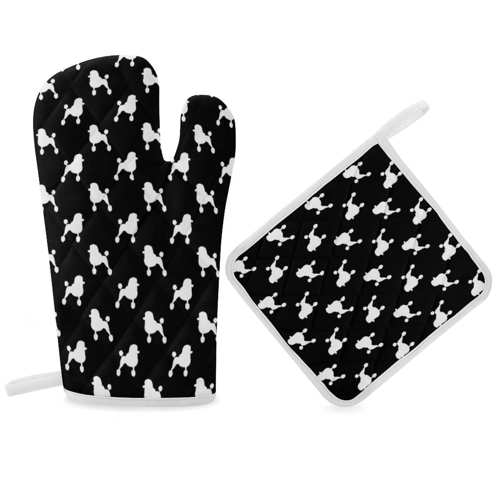 Standard Poodle Silhouette with Fancy Haircut Oven Gloves And Pots ...