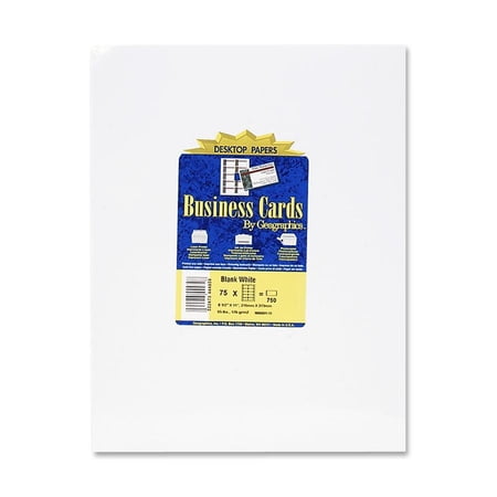 Geographics Business Cards - 2" x 3.5" - White - 750/ Pack - Compatible With Laser & Inkjet Printers