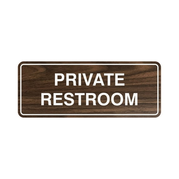 Standard Private Restroom Sign(Walnut) - Small