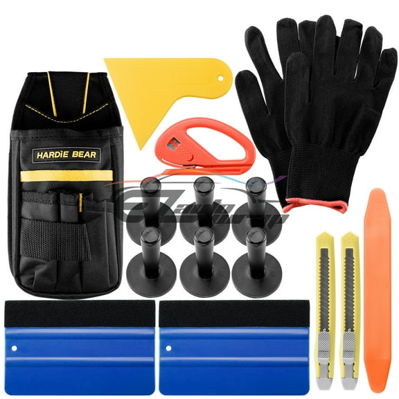 Standard Professional Tools Kit Car Vinyl Wrap Window Tint Film Application Blue Squeegee With felt Tool Bag Razor Wrapping Gloves 6 Magnets Pouch Combo Set TK10