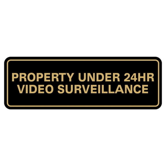 Standard Property Under 24 Video Surveillance Sign - Black / Gold