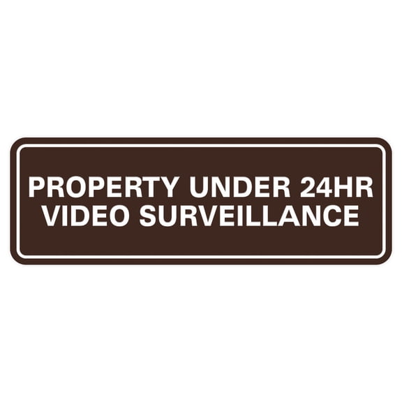 Standard Property Under 24 Video Surveillance Sign - Dark Brown - Small 2" X 6"