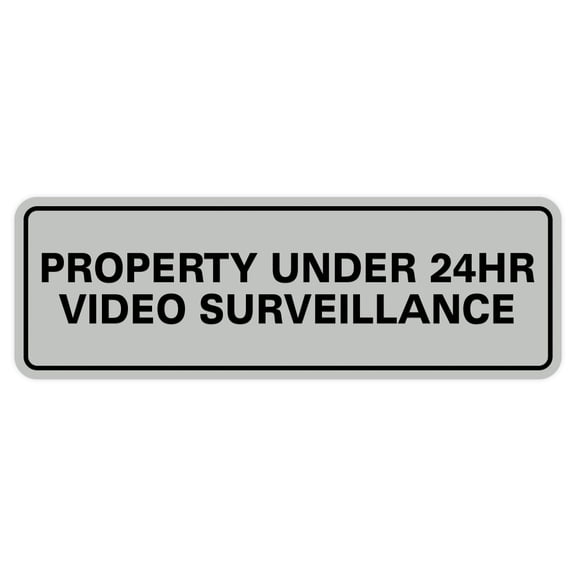 Standard Property Under 24 Video Surveillance Sign - Lt Gray - Small 2" X 6"