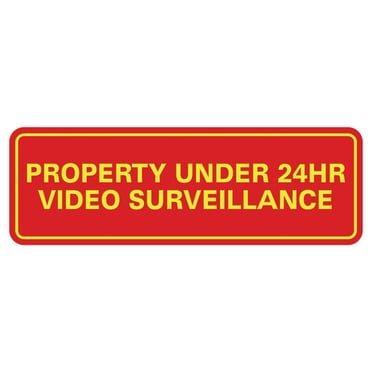 Standard Property Under 24 Video Surveillance Sign - Red / Yellow - Small 2" X 6"