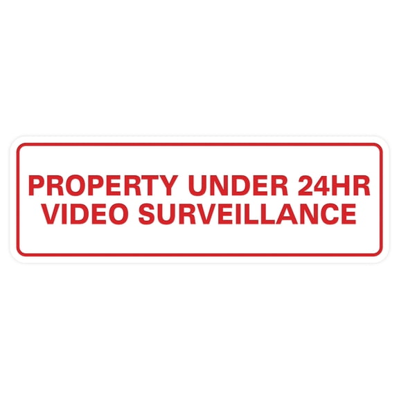 Standard Property Under 24 Video Surveillance Sign - White / Red - Small 2" X 6"