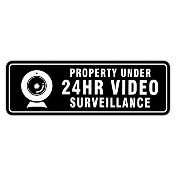Standard Property Under 24Hr Video Surveillance Sign (Black) - Large