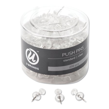 Standard Push Pins Plastic, Clear, 7/16", 200/Pack