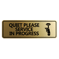 thumbnail image 1 of Standard Quiet Please Service In Progress Sign (Brushed Gold) - Large, 1 of 5