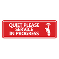 thumbnail image 1 of Standard Quiet Please Service In Progress Sign (Red) - Large, 1 of 5