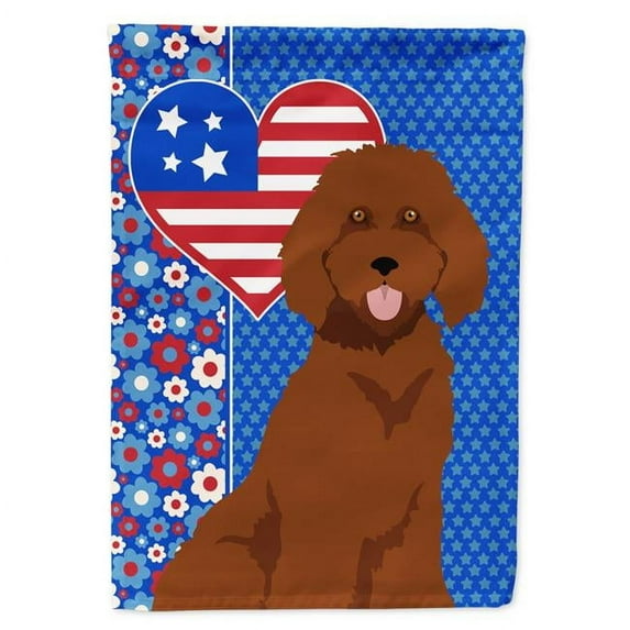 Standard Red Poodle USA American Flag Garden Size