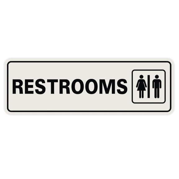 Standard Restrooms Sign - Lt Gray - Small 2" X 6"