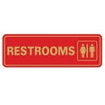 thumbnail image 1 of Standard Restrooms Sign - Red / Gold - Small 2" X 6", 1 of 1