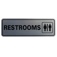 thumbnail image 1 of Standard Restrooms Sign - Silver - Large 3" X 9", 1 of 1