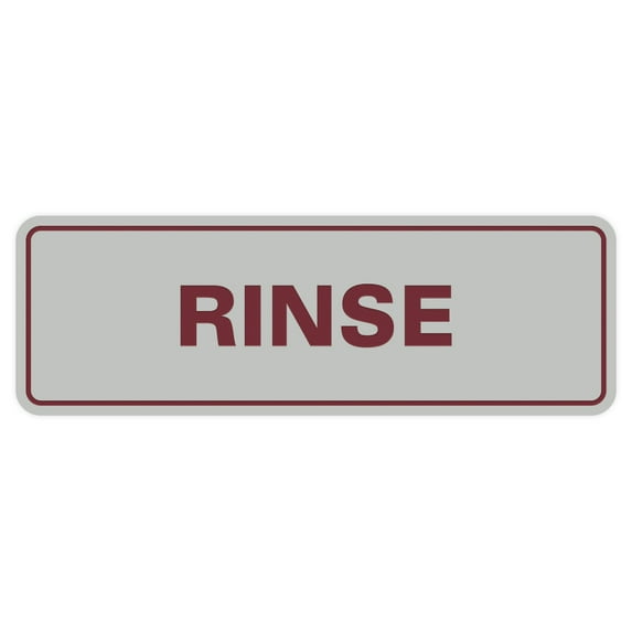 Standard Rinse Sign (Light Grey / Burgundy) - Small