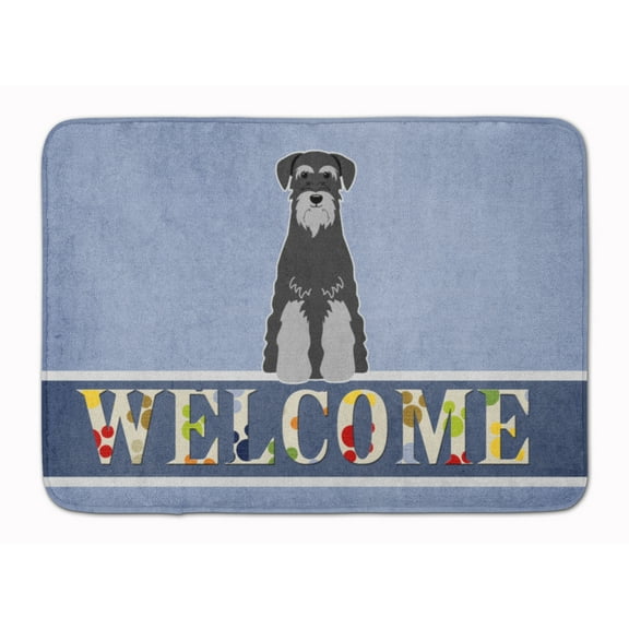 Standard Schnauzer Black Grey Welcome Machine Washable Memory Foam Mat