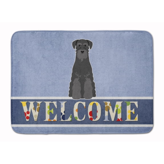 Standard Schnauzer Black Welcome Machine Washable Memory Foam Mat